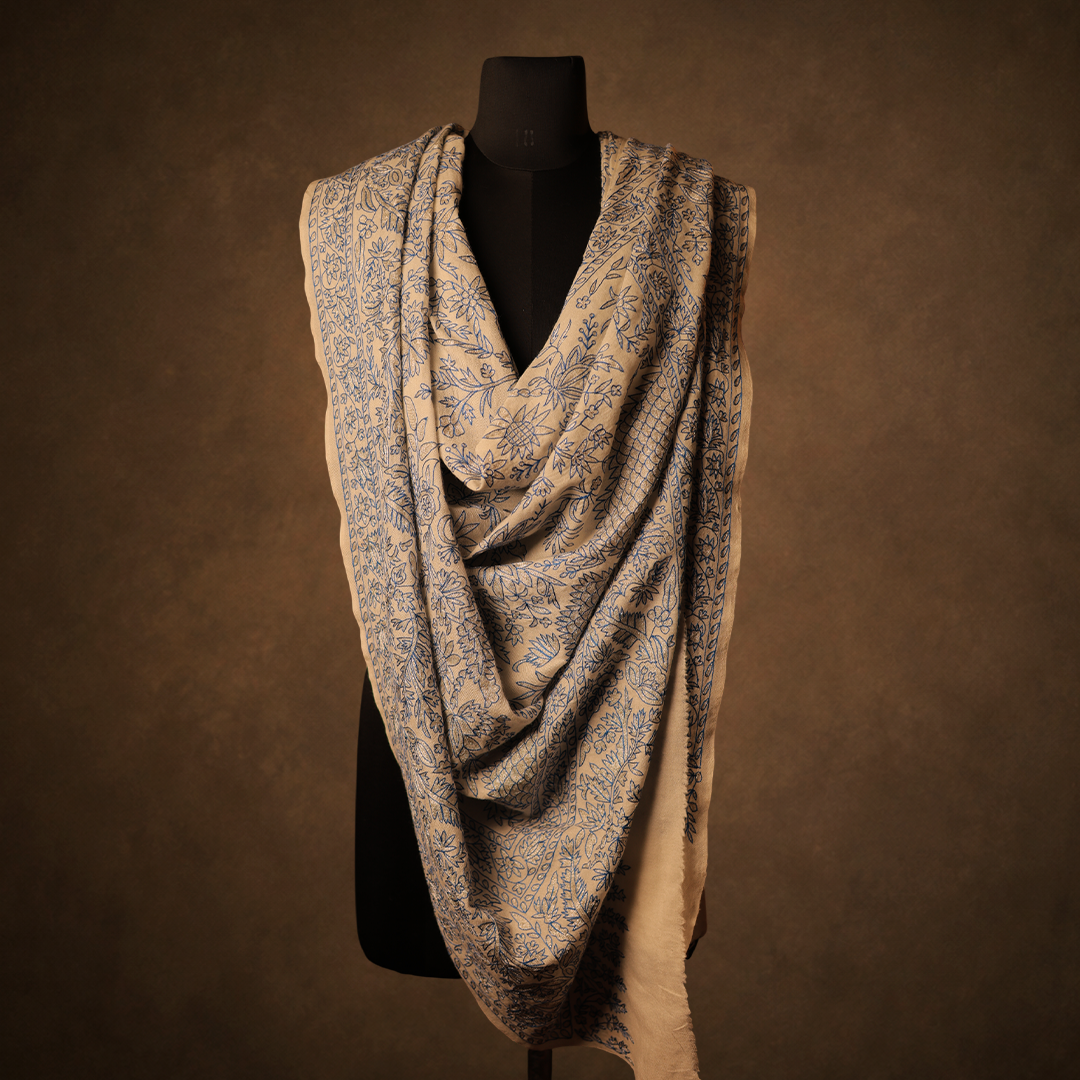 Pashmina Kalamkari Shawl (Silk & Zari)