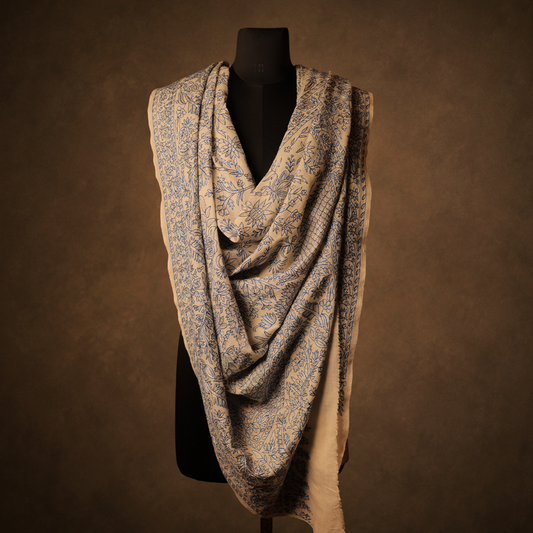 Pashmina Kalamkari Shawl (Silk & Zari)