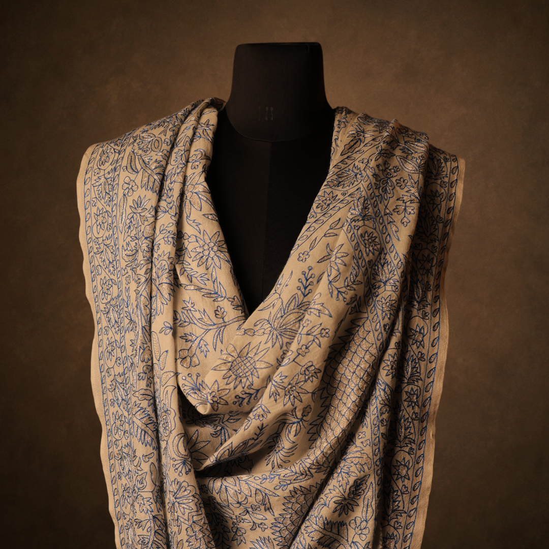 Pashmina Kalamkari Shawl (Silk & Zari)