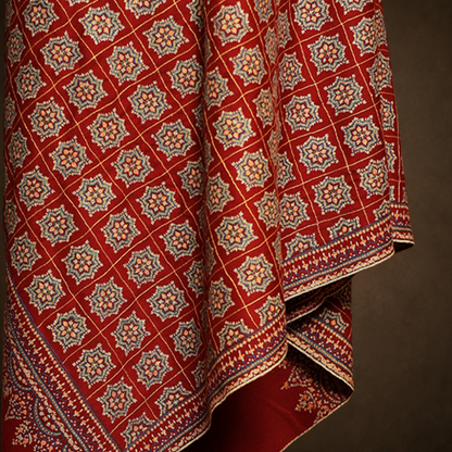 Maroon Sozni Jama Pashmina Shawl