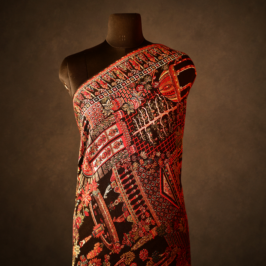 Cashmere Wool Mughal Darbar Zari Kani Shawl