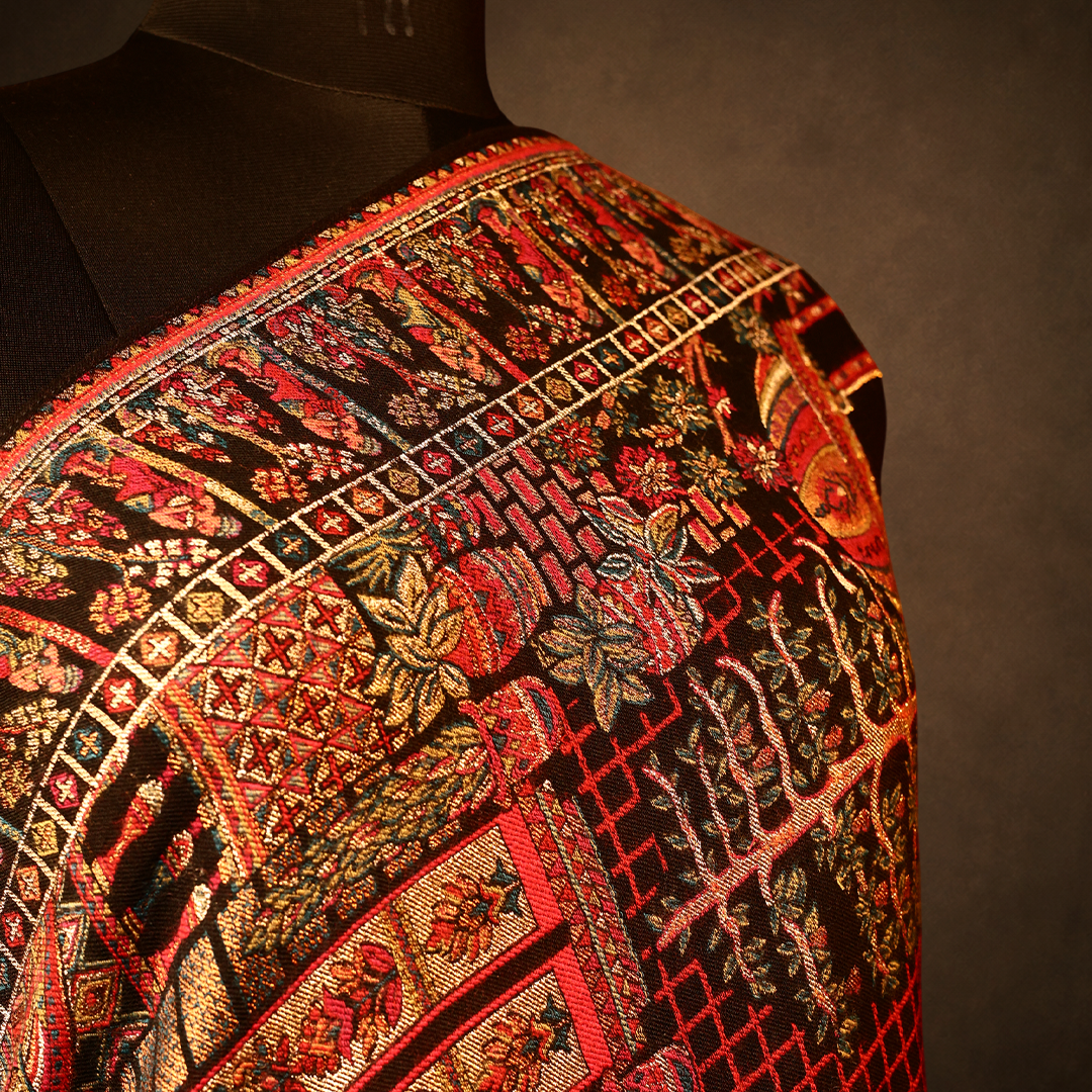 Cashmere Wool Mughal Darbar Zari Kani Shawl