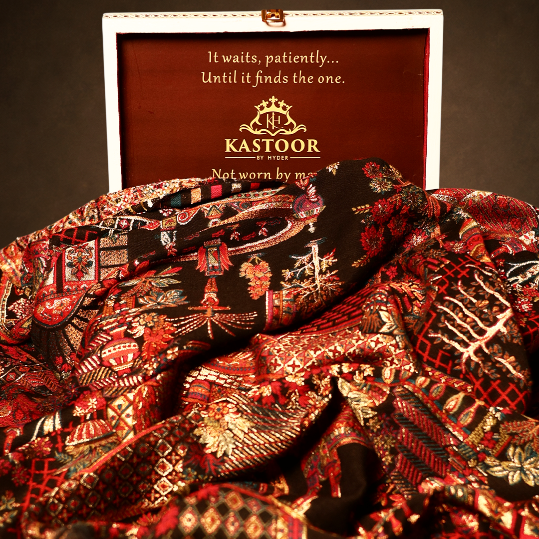 Cashmere Wool Mughal Darbar Zari Kani Shawl