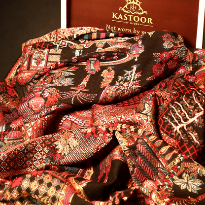 Cashmere Wool Mughal Darbar Zari Kani Shawl