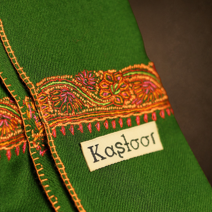 Sozni Border Muffler - Forest Green