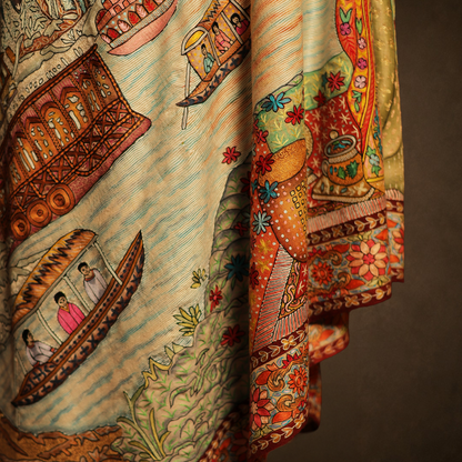 Kashmir Seasons Kalamkari Pashmina Shawl