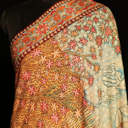 Kashmir Seasons Kalamkari Pashmina Shawl