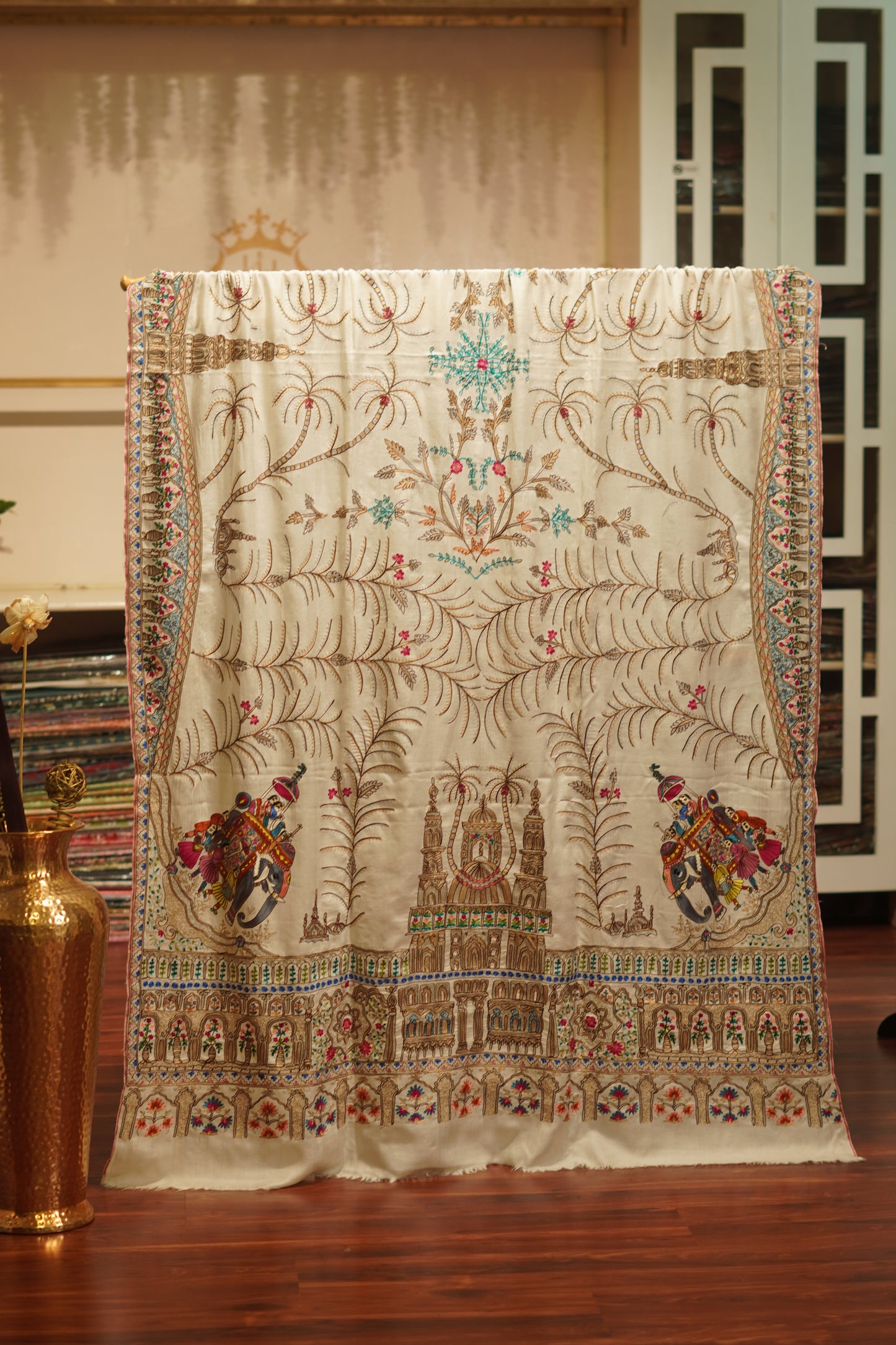 Handmade Kalamkari Gents Size Pashmina Shawl