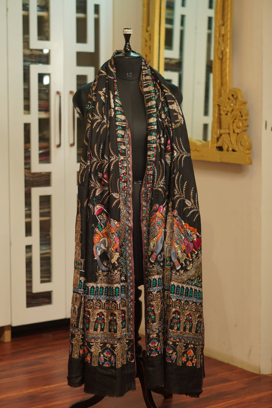 Handmade Kalamkari Gents Size Pashmina Shawl