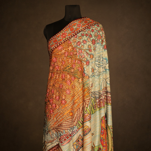 Kashmir Seasons Kalamkari Pashmina Shawl