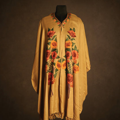 Lamb’s Wool Ari-Embroidered Cape Shawl
