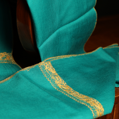 Sozni Border Muffler - Turquoise