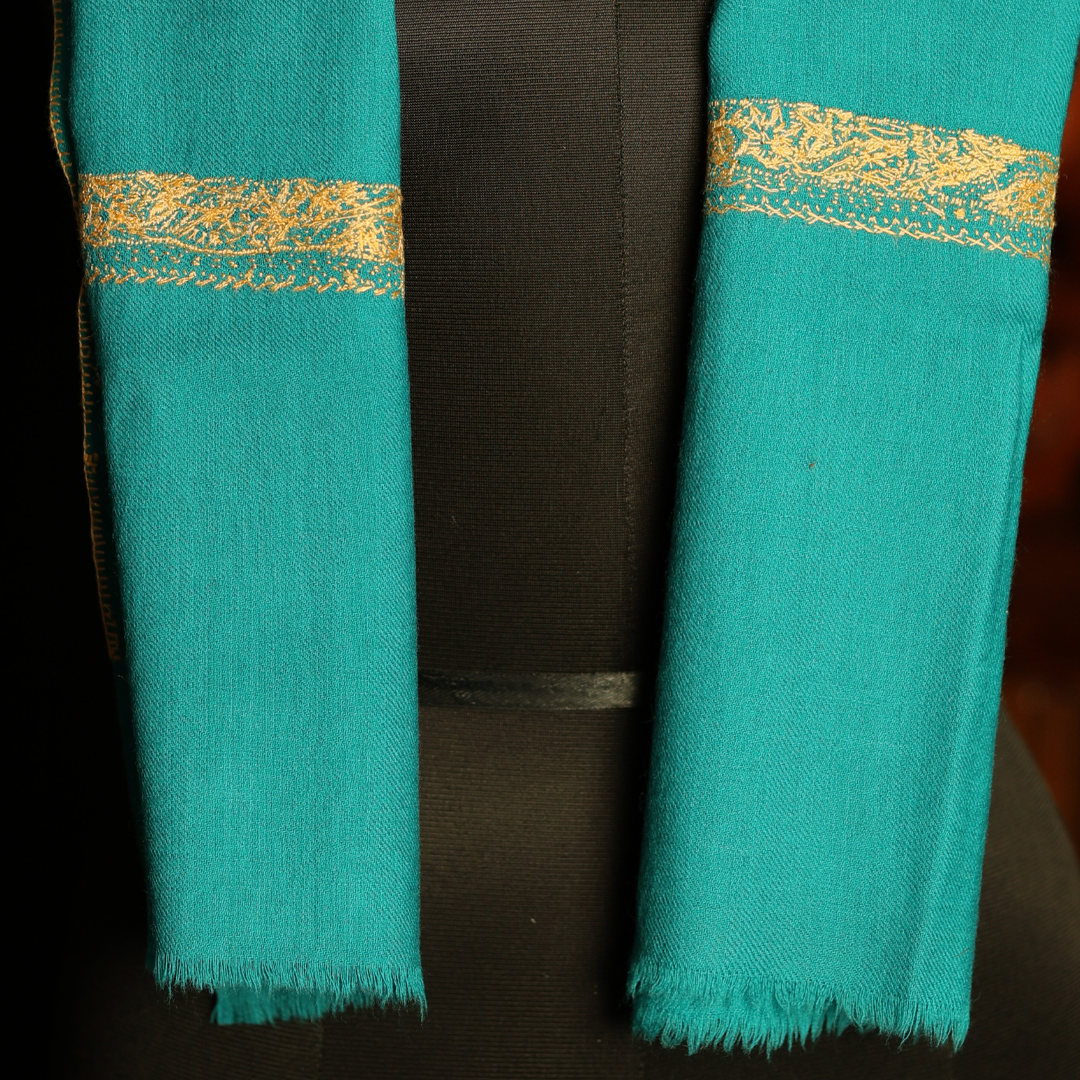 Sozni Border Muffler - Turquoise