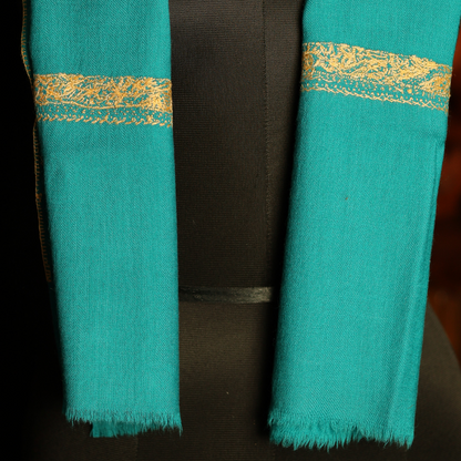 Sozni Border Muffler - Turquoise