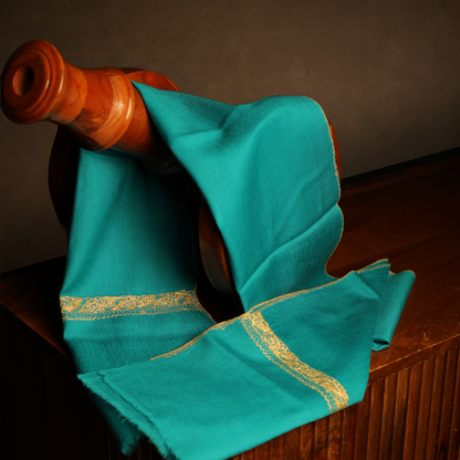 Sozni Border Muffler - Turquoise