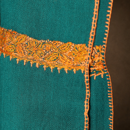 Sozni Border Muffler - Turquoise