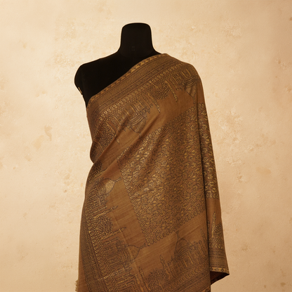 Zari Kani Stole - Taupe Palace