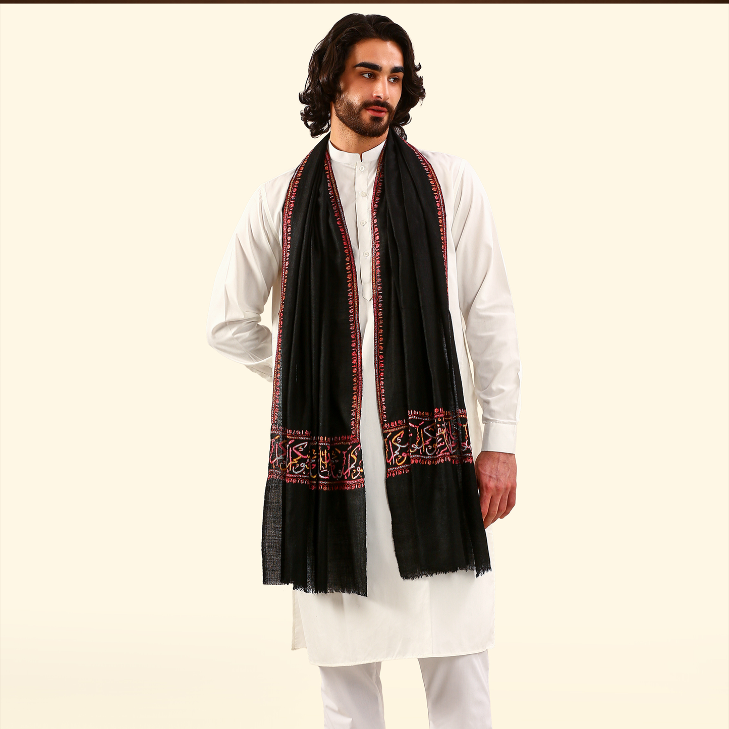 Pashmina Arabic Calligraphy Stole - Black