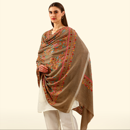 Handmade Kalamkari Shawl - Natural Base