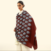 Pashmina Sozni Embroidery Shawl - Maroon Leaf