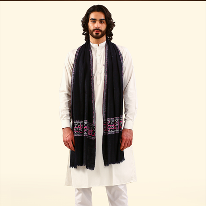 Pashmina Arabic Calligraphy Stole - Navy