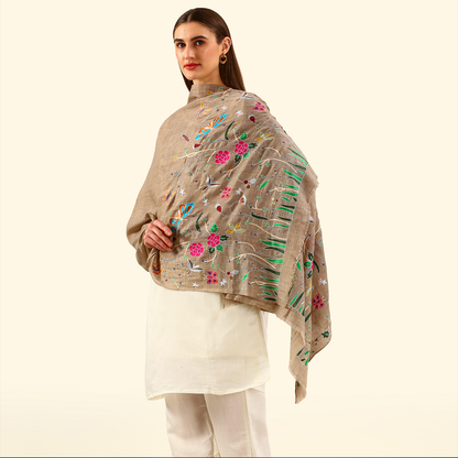 Pashmina Kalamkari Stole - Butterflies