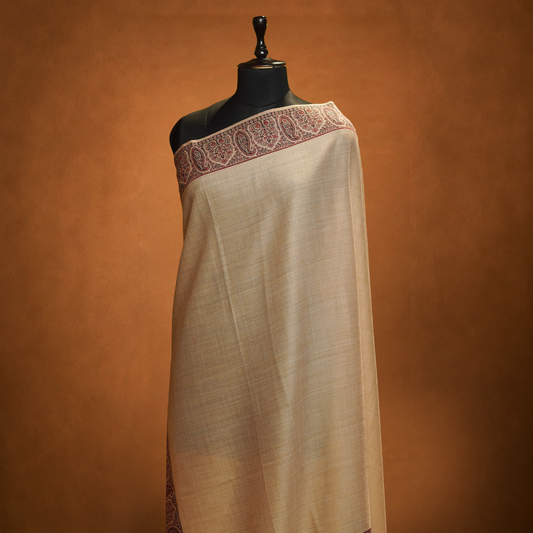 Fine Wool Kani Border Work Shawl