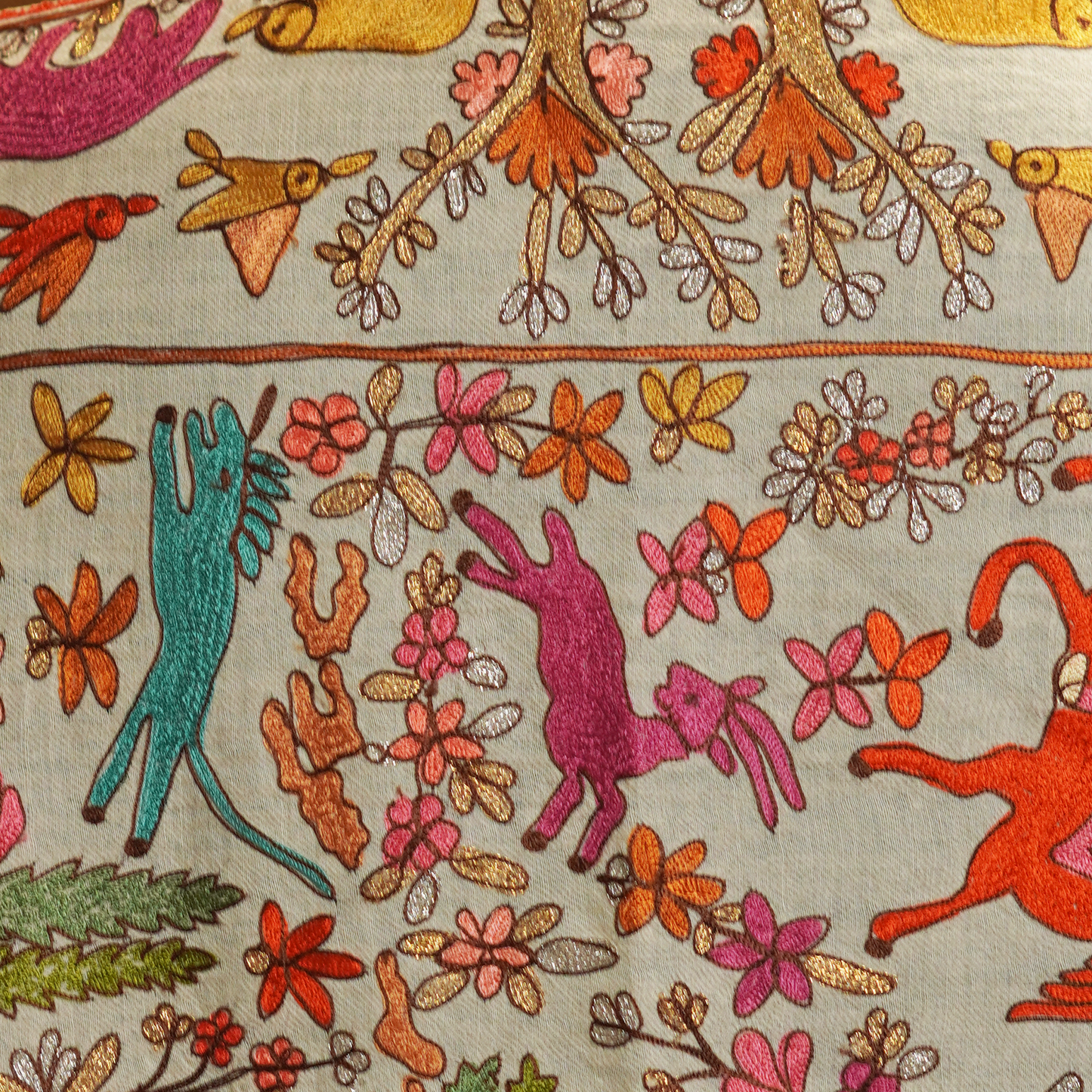 Paintless Kalamkari Shikargah Shawl