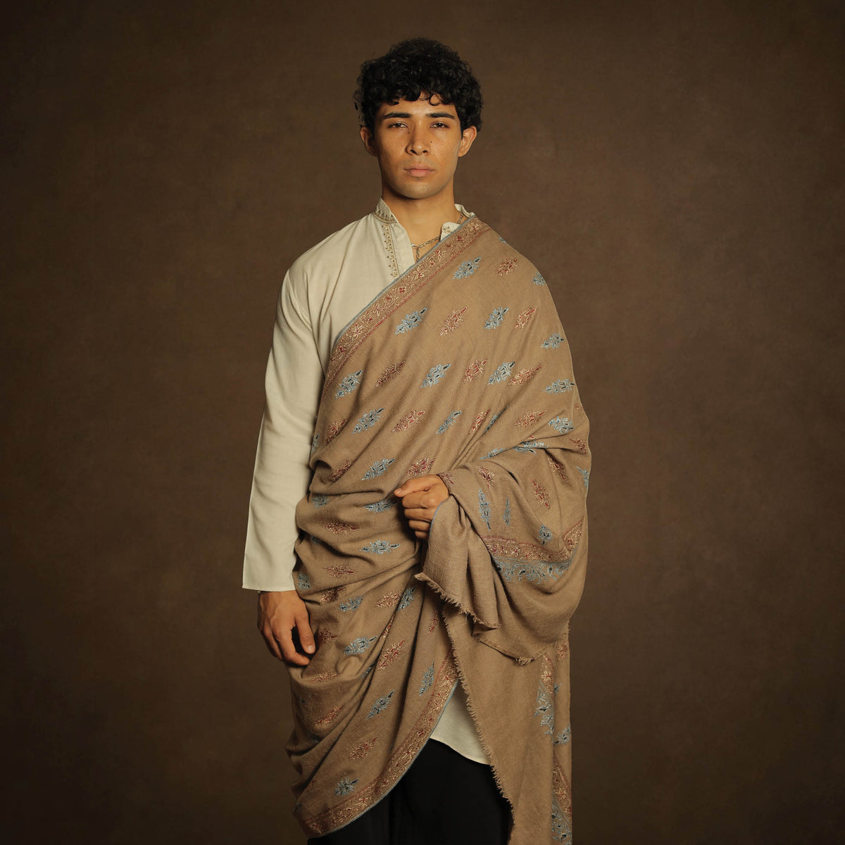 Mens Beige Pashmina Shawl