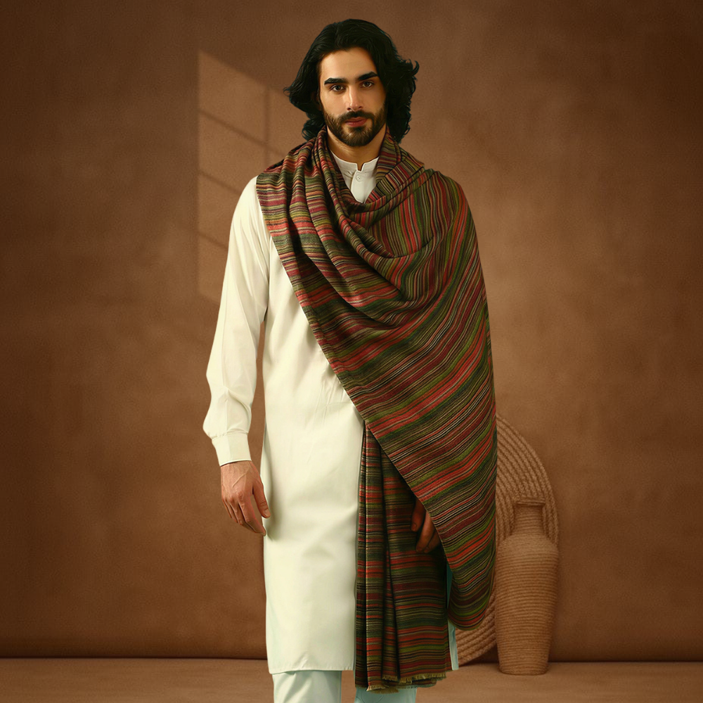 Mens Shawl - Multicolour Stripe