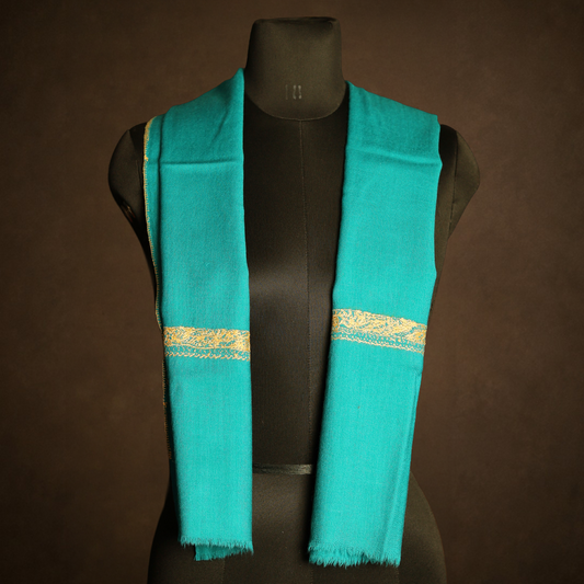 Sozni Border Muffler - Turquoise
