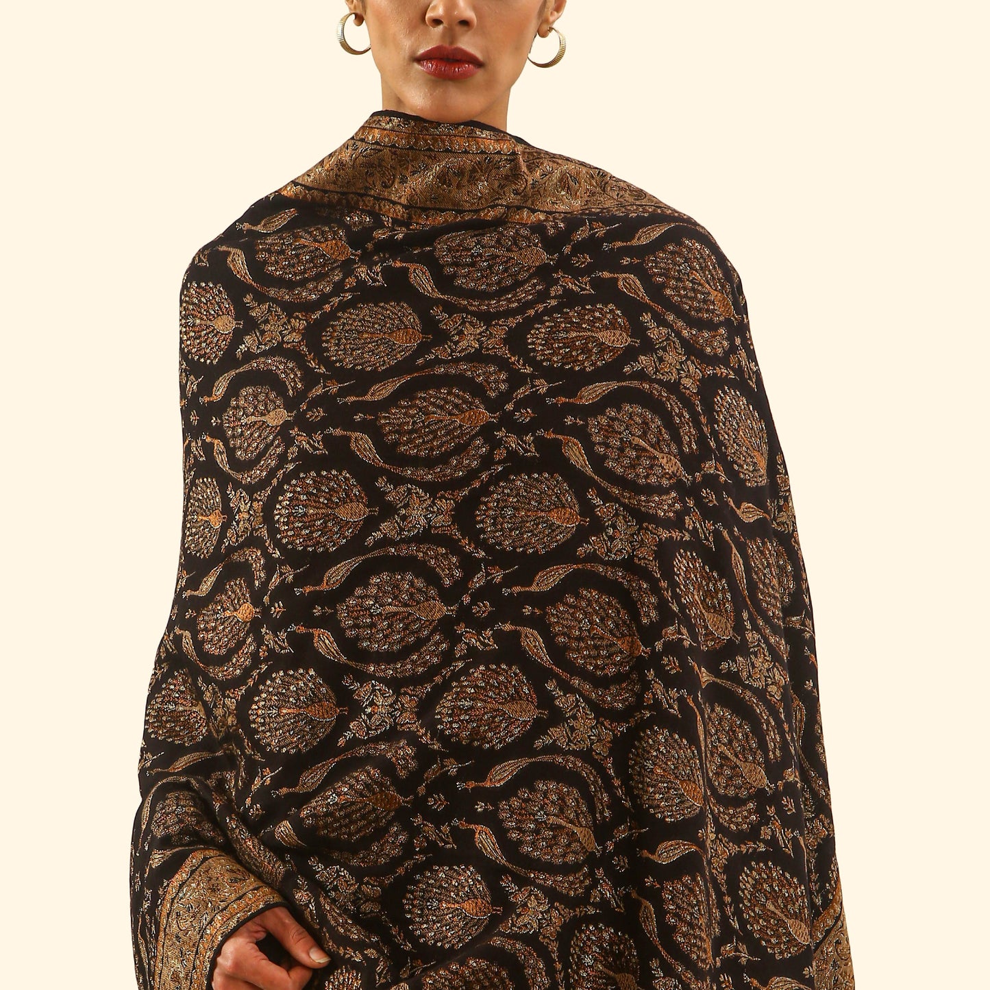 Cashmere Wool Zari Kani Shawl - Indigo