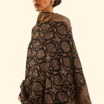 Cashmere Wool Zari Kani Shawl - Indigo