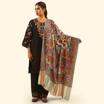 Cashmere Wool-Kalamkari intricate embroidery Shawl