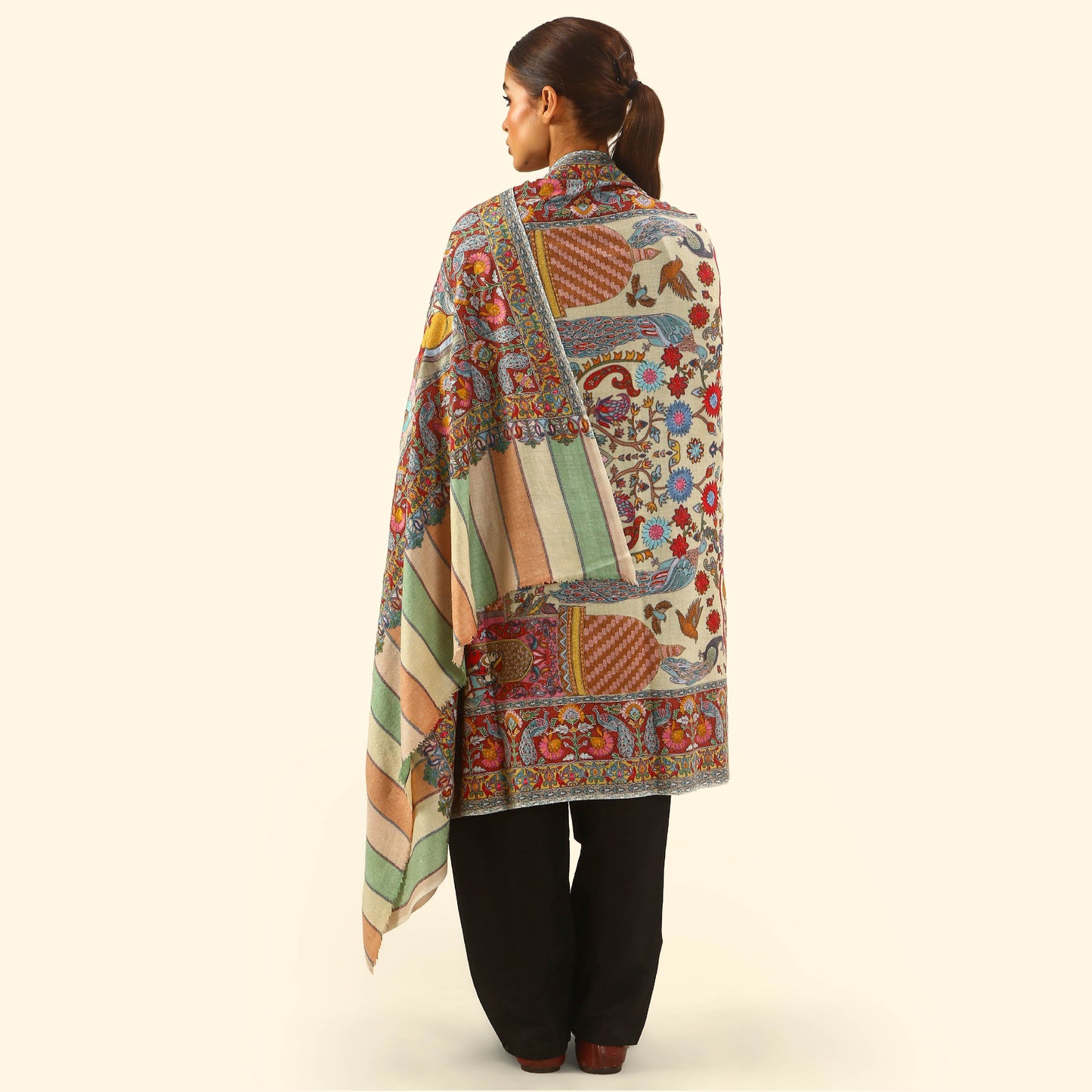 Cashmere Wool-Kalamkari intricate embroidery Shawl