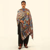 Cashmere Wool Kalamkari Intricate Embroidery Shawl - Seated Sovereign