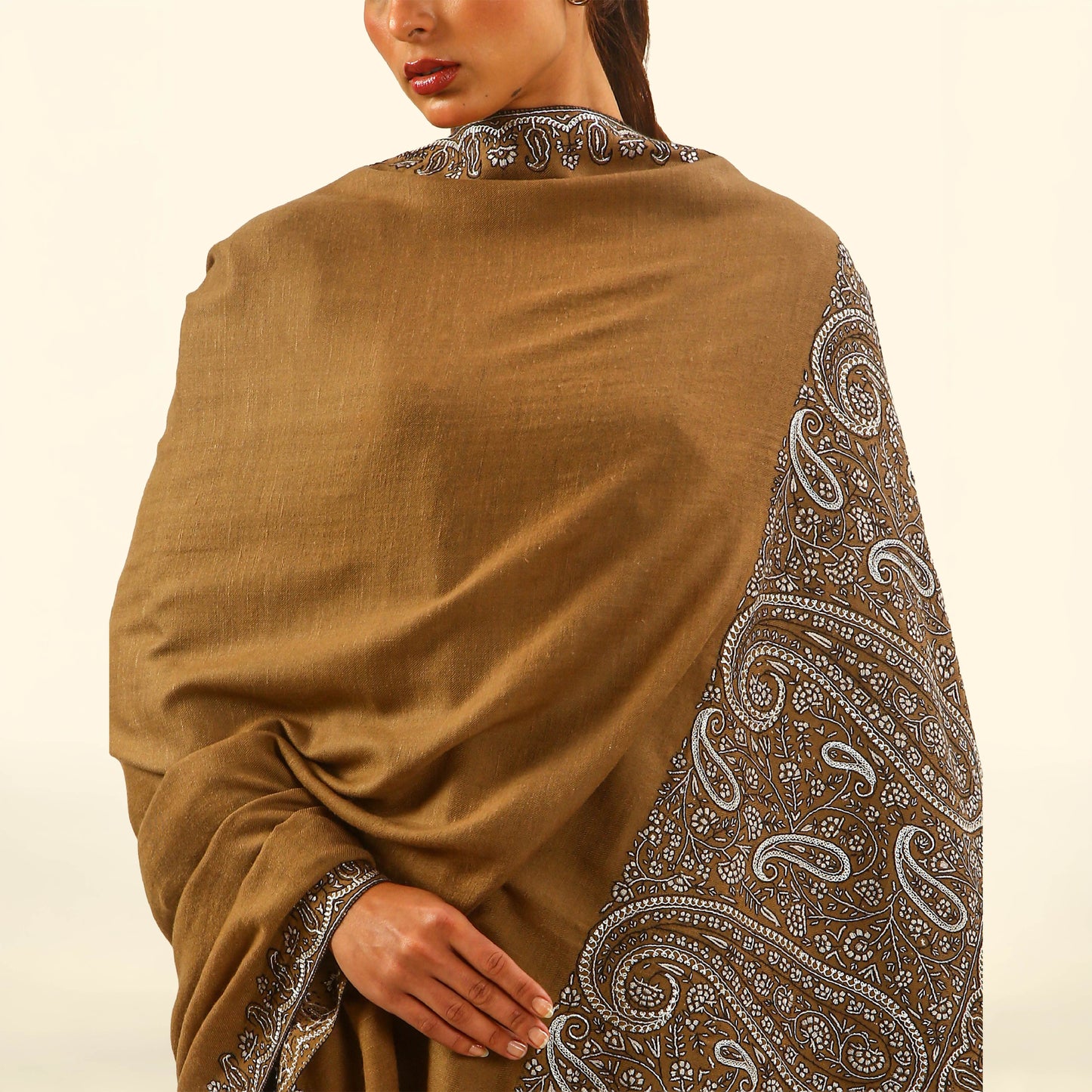 Pashmina Tilla and Sozni Embroidery Shawl