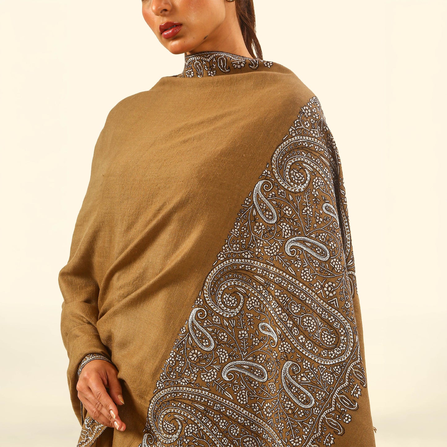Pashmina Tilla and Sozni Embroidery Shawl