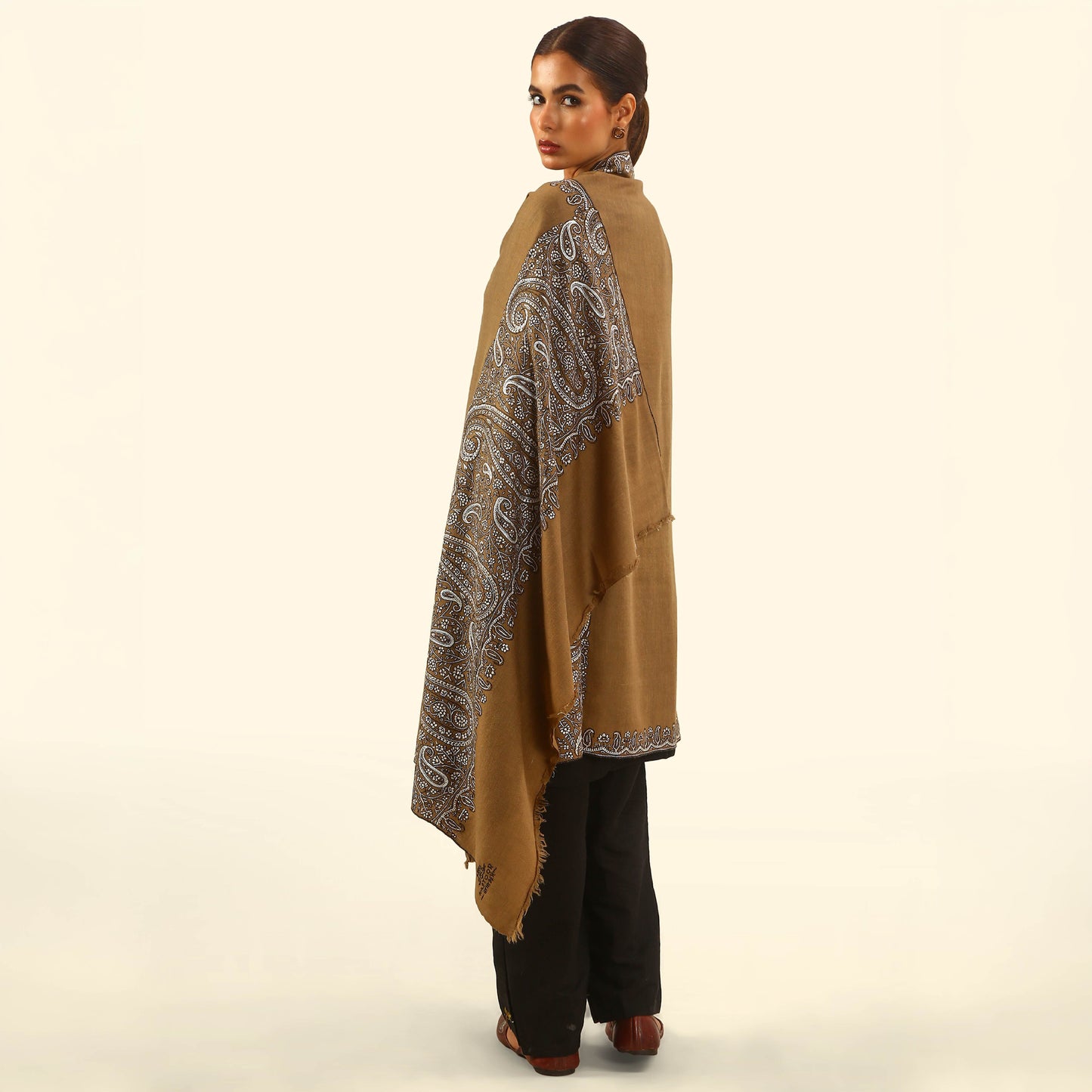 Pashmina Tilla and Sozni Embroidery Shawl