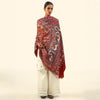 Handmade Kalamkari Shawl - Reddish Maroon