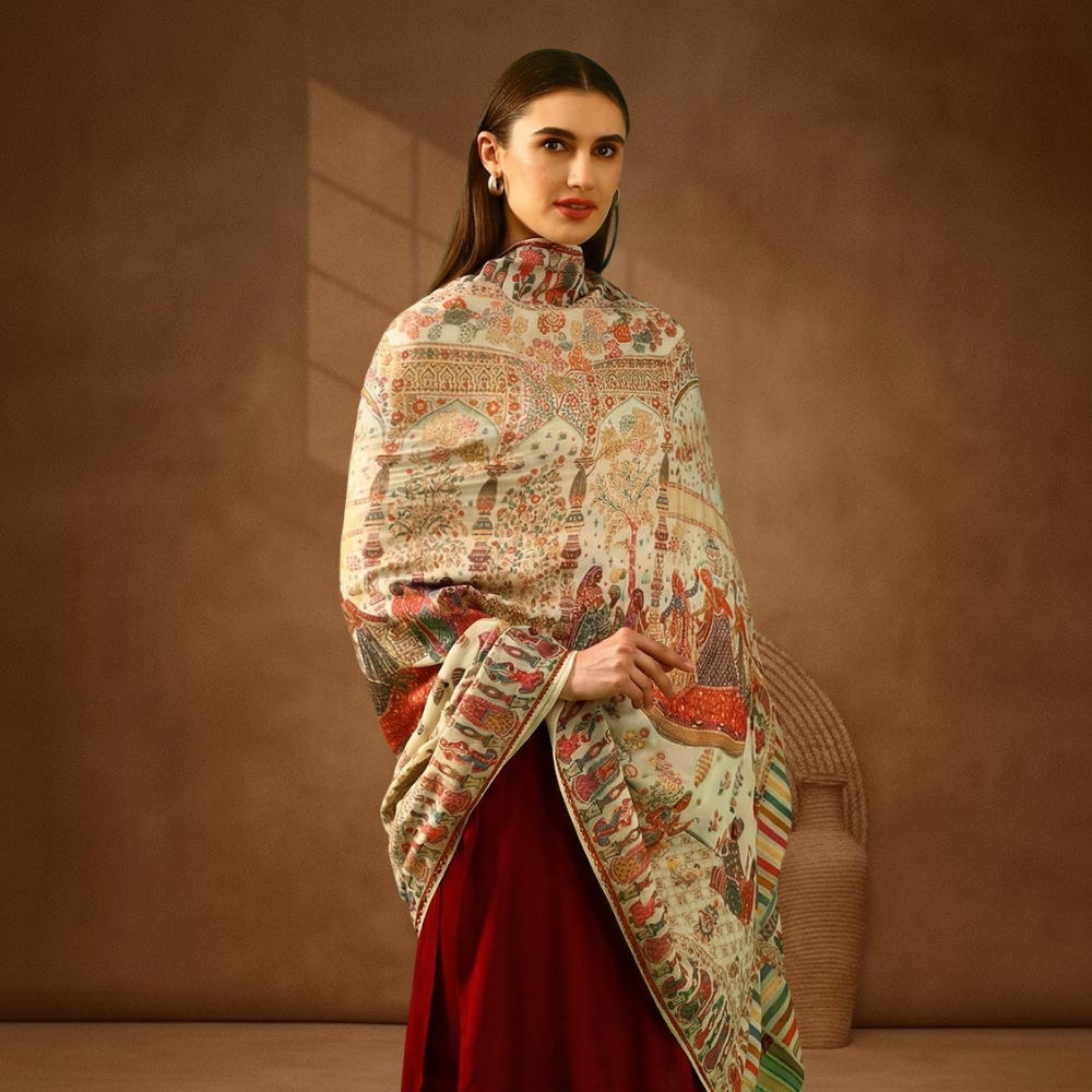 Mughal Darbar Zari Kani Shawl