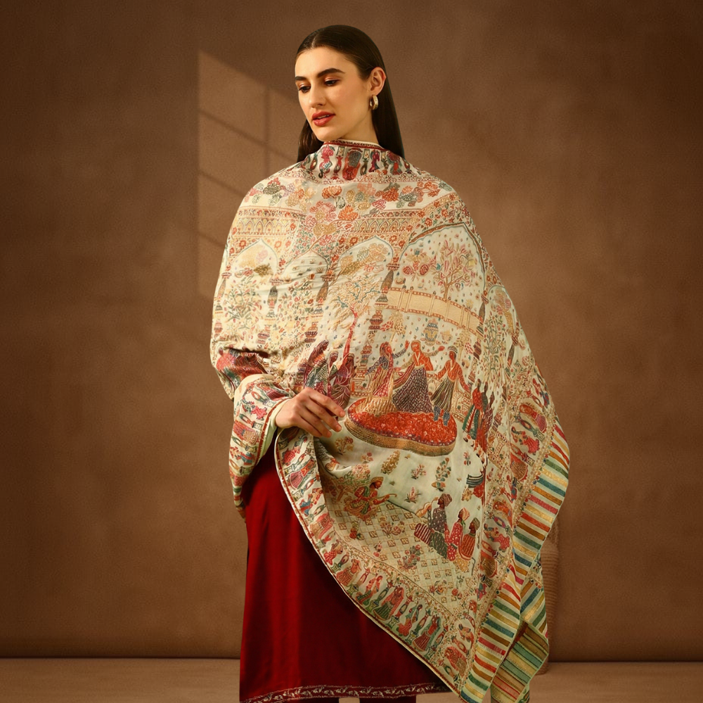 Mughal Darbar Zari Kani Shawl