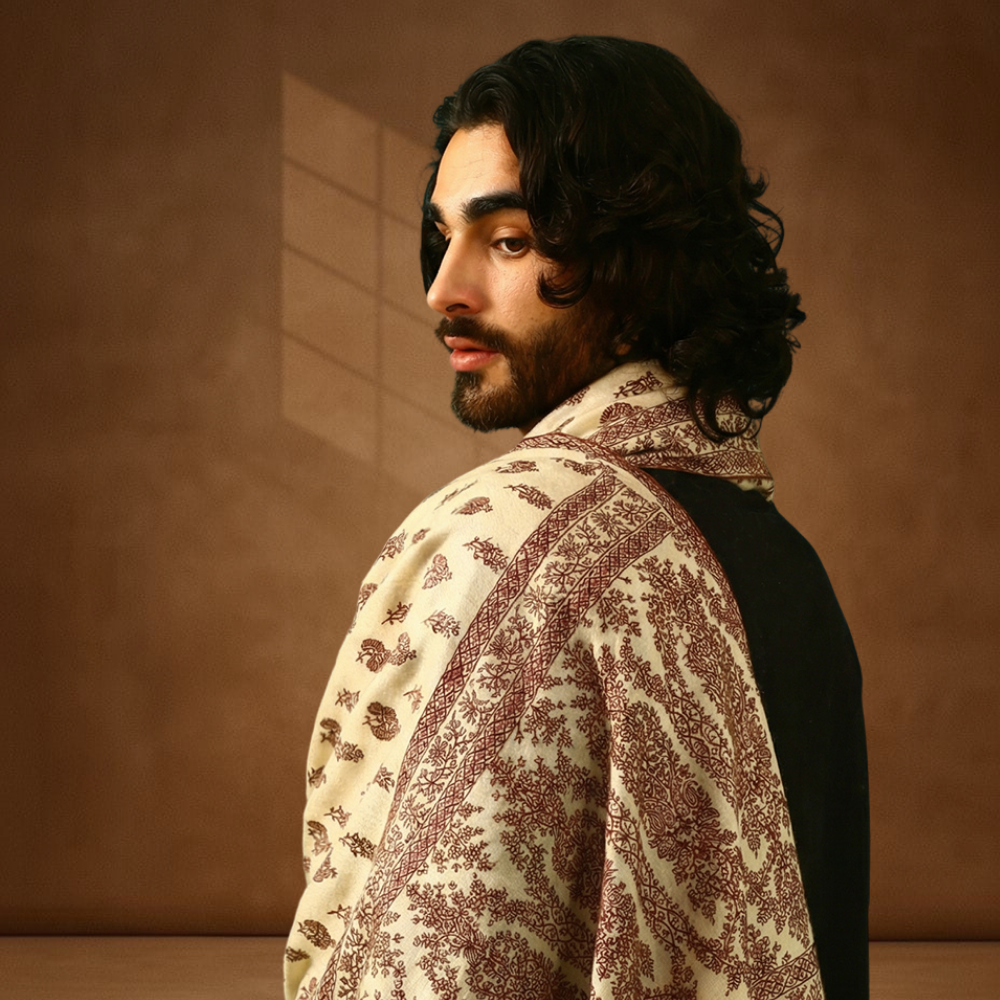 Pashmina Sozni Gents Butidar Shawl