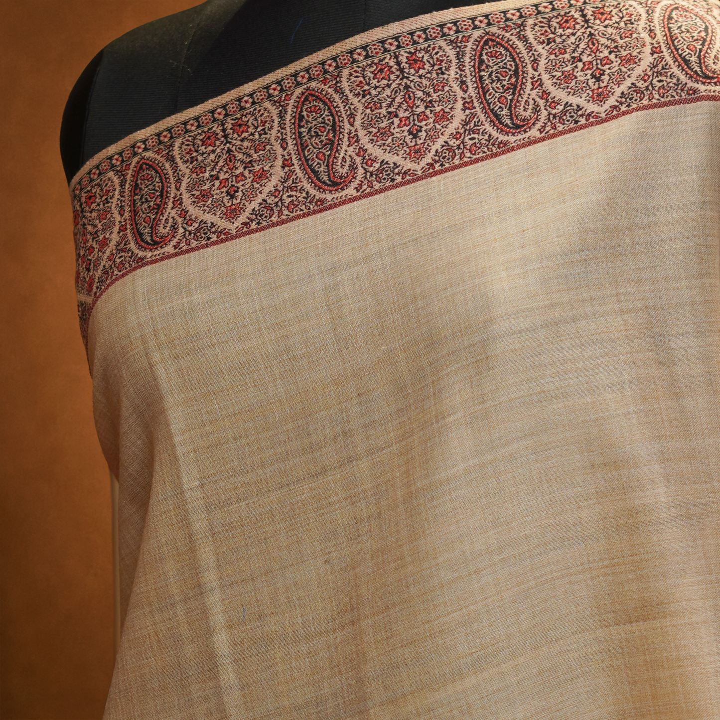 Fine Wool Kani Border Work Shawl