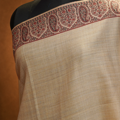Fine Wool Kani Border Work Shawl