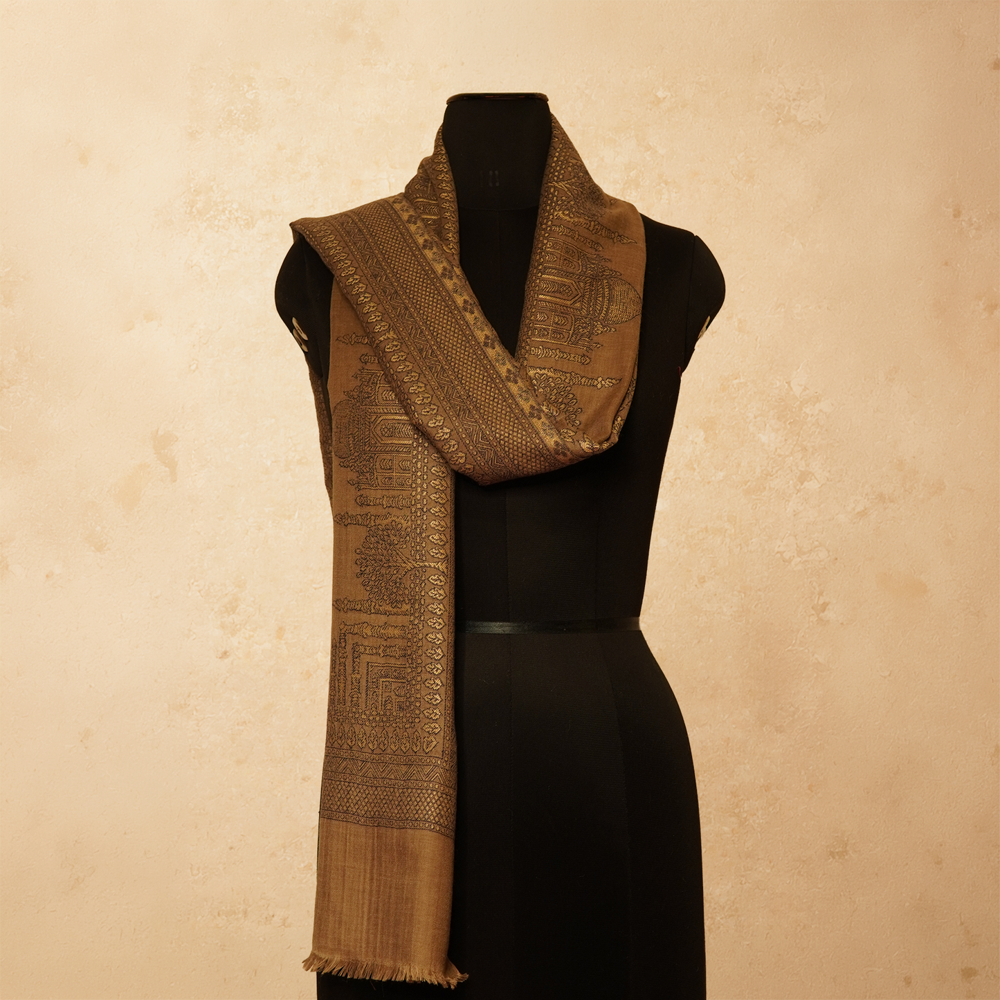 Zari Kani Stole - Taupe Palace