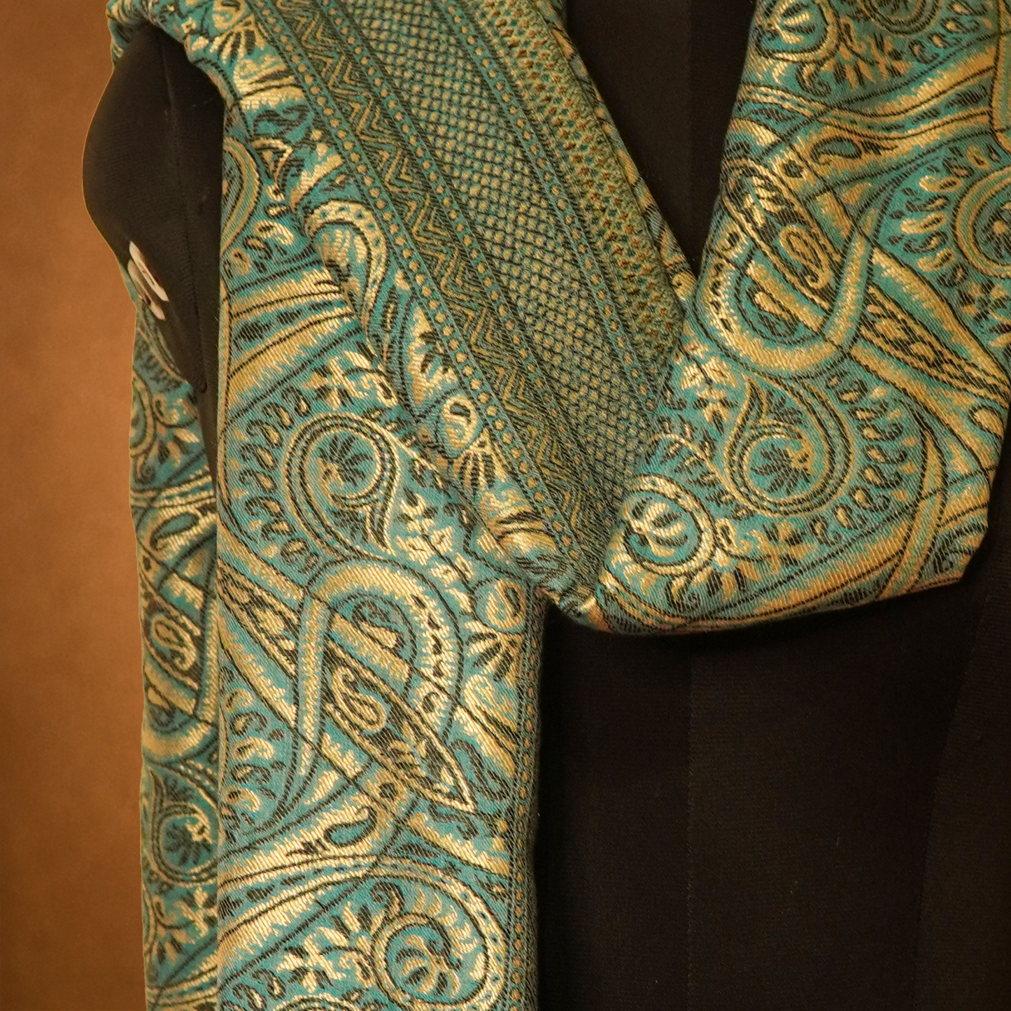 Cashmere Wool Woven Kani Stole - Teal