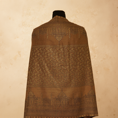 Zari Kani Stole - Taupe Palace